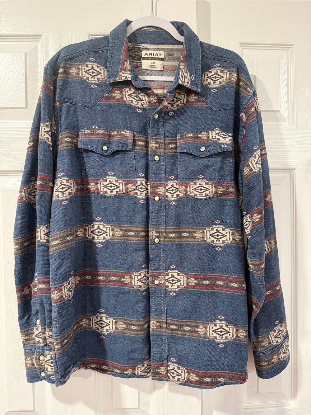 Ariat Blue Southwestern-Pattern Snap Shirt -Hector Retro